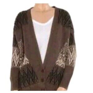VINCE Cashmere Alpaca Wool Cardigan Sweater Pockets Sleeves Aztec xs @H1